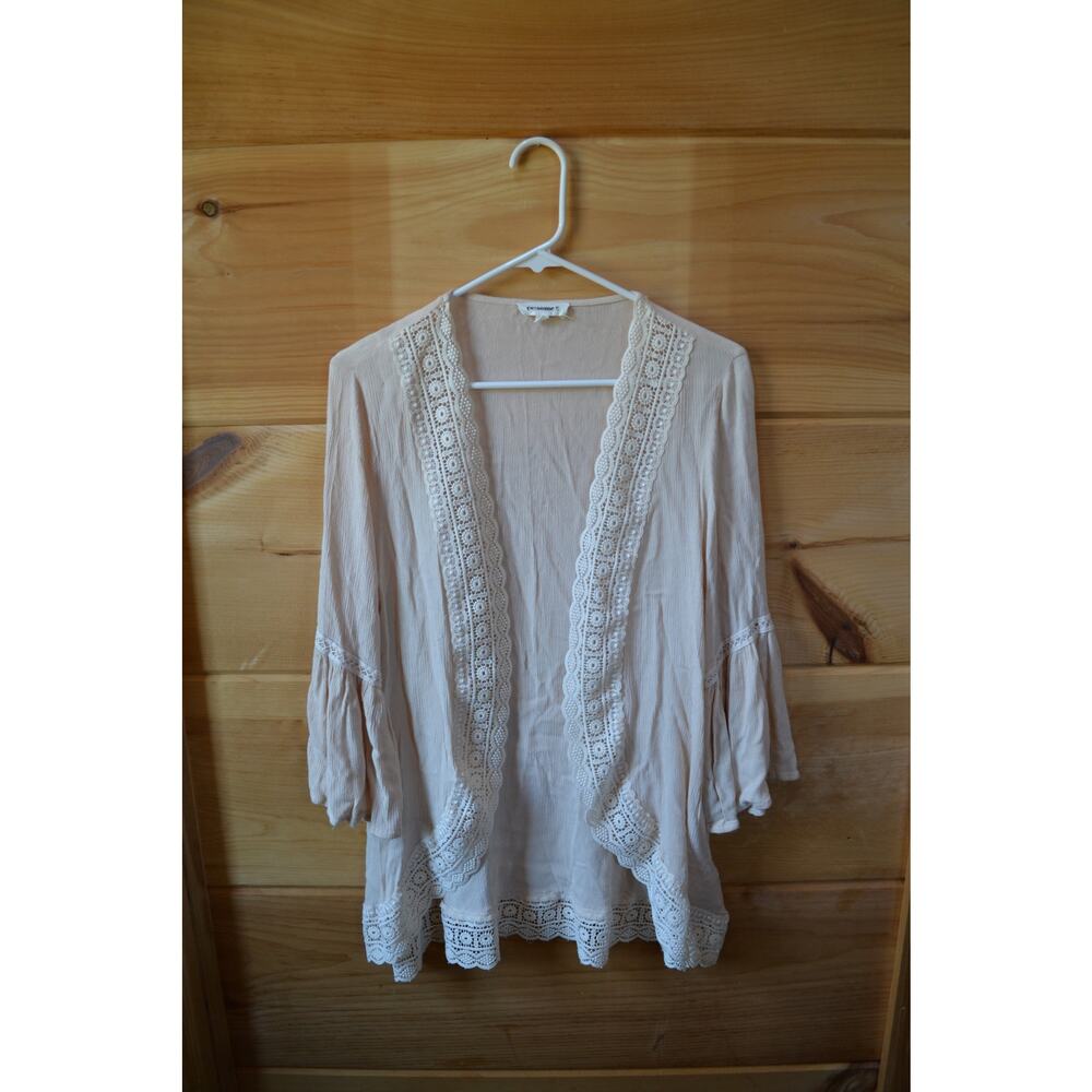 Cottagecore Fairy Cardigan Lace Lined with Bell Sleeves